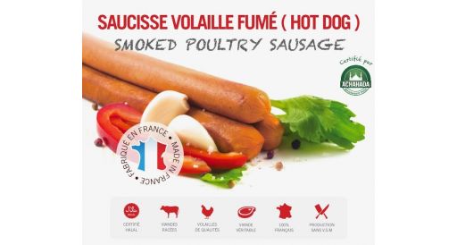 Saucisses de volailles fumées (hot-dog)