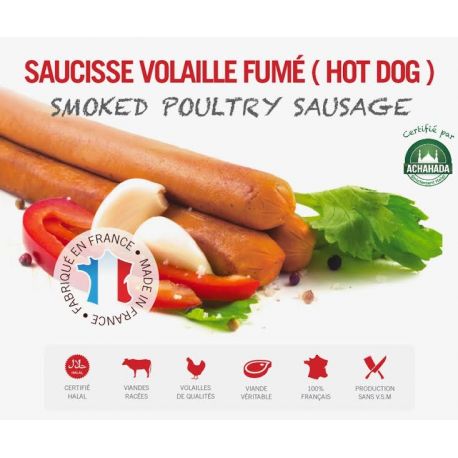 Saucisses de volailles fumées (hot-dog)